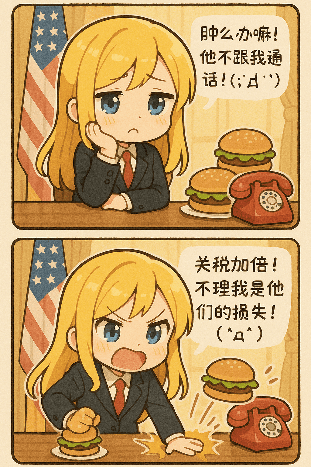 Japanese-style Two-Panel Manga (Angry Girl President)